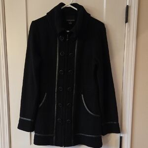 Cynthia Rowley Black Double-Breasted Wool Coat